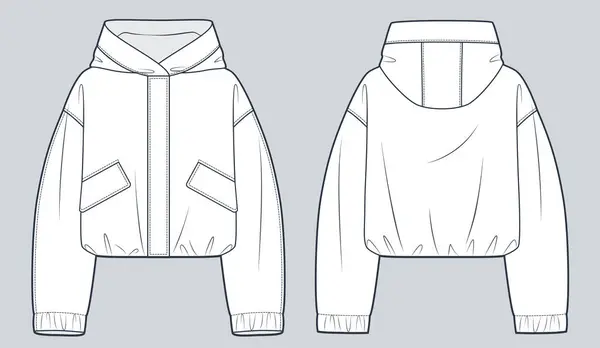 Hooded Jacket Technical Fashion Illustration Unisex Nylon Jacket Fashion Flat — Stock Vector