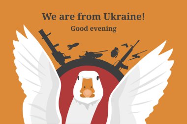 İyi akşamlar, Ukraynalıyız. Kolları turuncu arka planda olan kaz. EPS 10