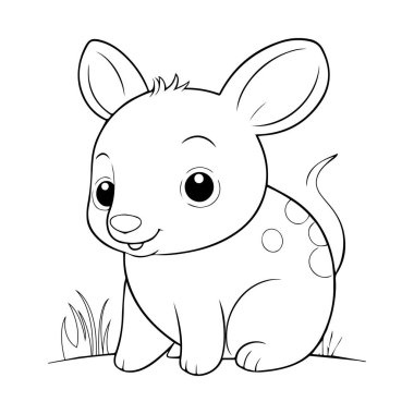 Küçük şirin bir farenin, siyah ve beyaz vektörünün ana hatlarıyla ilgili bir kitap.