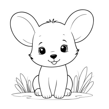 Küçük şirin bir farenin, siyah ve beyaz vektörünün ana hatlarıyla ilgili bir kitap.