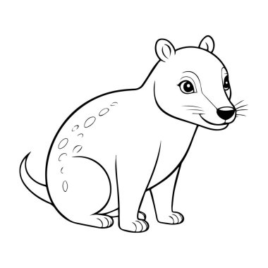 Tatlı bir su samuru, siyah ve beyaz bir vektörün çocukları için özet boyama kitabı