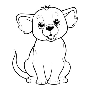 Şirin bir köpek yavrusu için özet boyama kitabı, siyah-beyaz vektör.