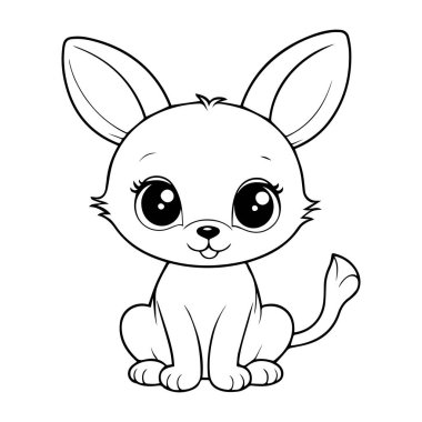 Siyah-beyaz şirin bir hayvanın çocukları için özet boyama kitabı.