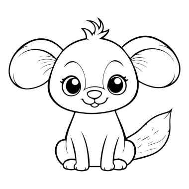 Şirin bir çinçillanın çocukları için özet boyama kitabı, siyah ve beyaz vektör