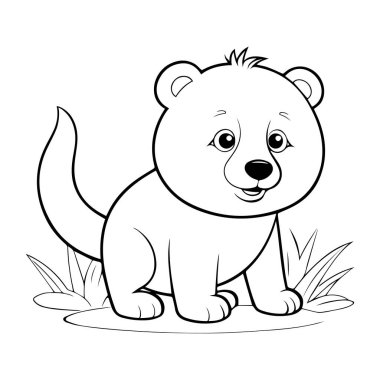 Siyah-beyaz şirin bir hayvanın çocukları için özet boyama kitabı.