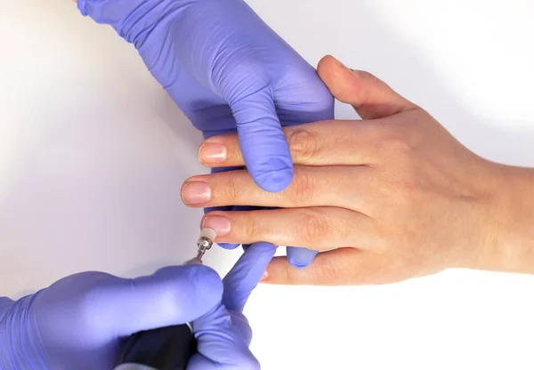 Nail Beautician Gloss Clients Fingernails Rubbing Beeswax Cream Paste Powder — Stock Photo, Image