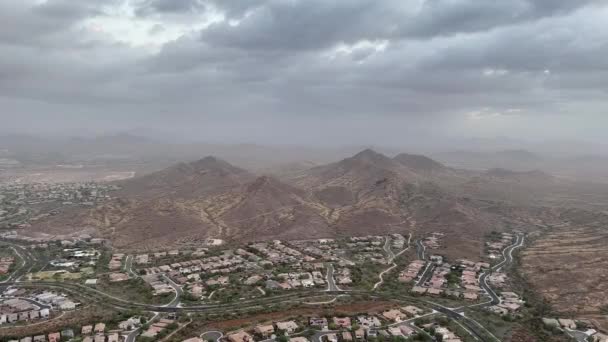 Flight Arid Hills Mountains Phoenix Valley Sun Usa Community Aerial — Vídeo de Stock
