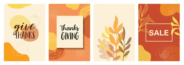 Fall Amd Autumn Season Design Element Thanksgiving Greeting Invitation Card — Stock Vector