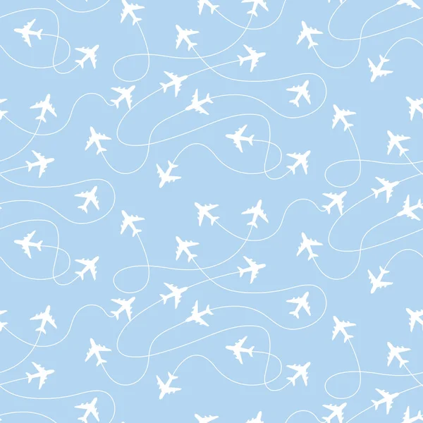 Cestovní Letadlo Bezešvé Vzor Vektorové Ilustrace — Stockový vektor