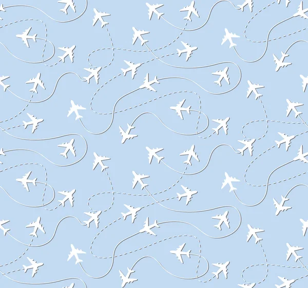 Avion Voyage Modèle Sans Couture Illustration Vectorielle — Image vectorielle