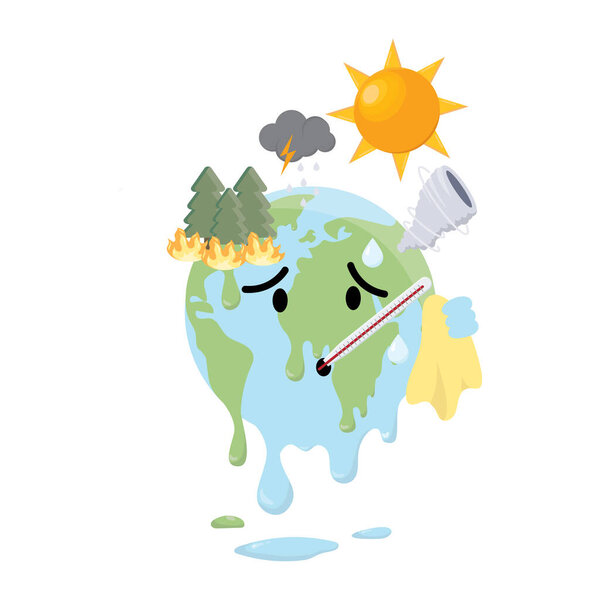 Global warming , climate change ,over heat weather affect, greenhouse effect. vector illustration 
