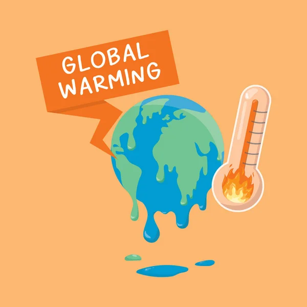 Globale Erwärmung Klimawandel Hitzeeinfluss Treibhauseffekt Vektorillustration — Stockvektor
