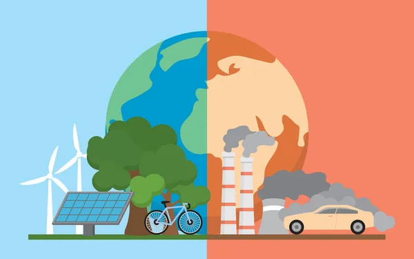 Klimatförändringar Återvinning Hållbarhet Växthuseffekt Global Uppvärmning Infographic Element Vektor Illustration — Stock vektor