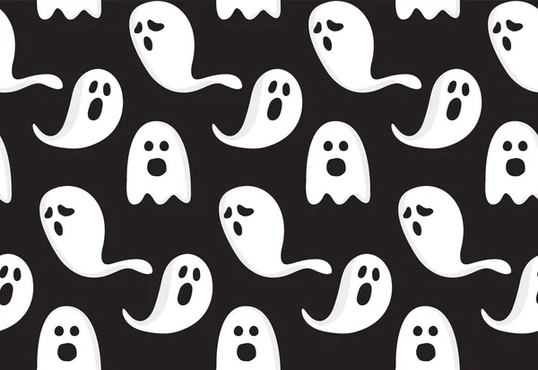 Happy Halloween Seamless Pattern Horror Ghost Funny Endless Texture Can — Stock Vector