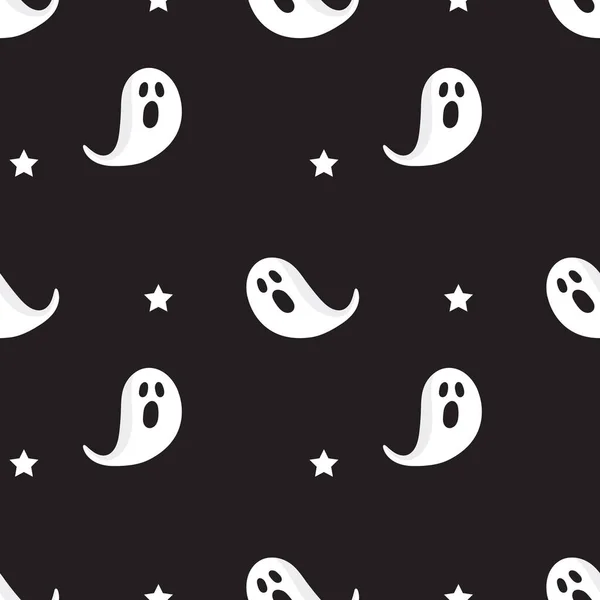 Happy Halloween Seamless Pattern Horror Ghost Funny Endless Texture Can — Stock Vector