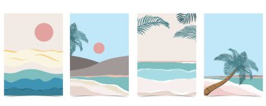 Gündüz vakti güneş, deniz ve gökyüzü renginde plaj arkaplanı