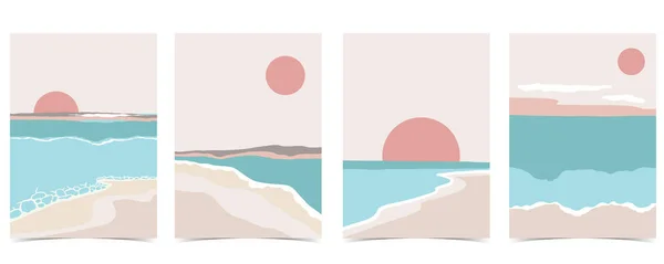 海滩背景 白天有阳光 大海和天空 色彩斑斓 — 图库矢量图片
