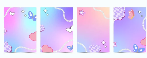 Regenbogen Pastell Hintergrund Mit Y2K Stil — Stockvektor
