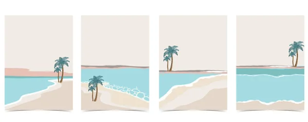 Пляжный Фон Солнцем Морем Небом Дневное Время Пастельным Цветом — стоковый вектор
