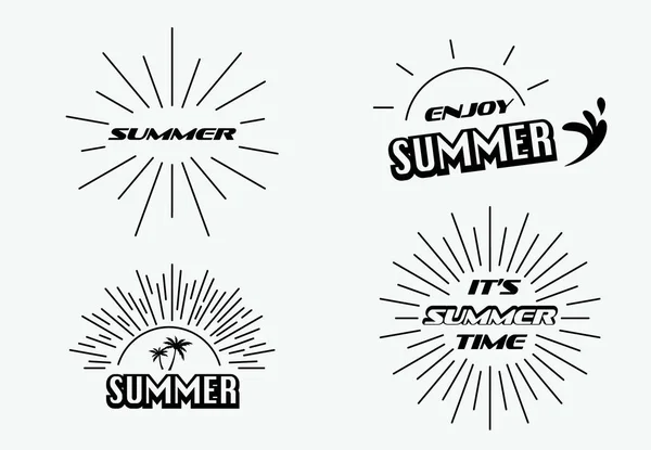 Letní Typografie Sluncem Mořem Pláží Retro Stylu — Stockový vektor