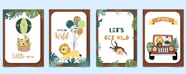 stock vector safari background set.Editable vector illustration for birthday invitation,postcard and sticker