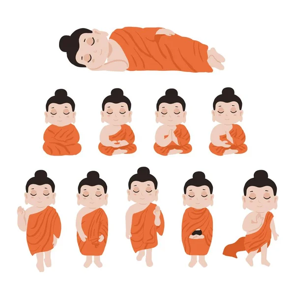 Monk Character Object Magha Puja Asanha Puja Vesak Puja Day — Stock Vector