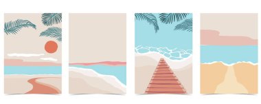 Gündüz vakti güneş, deniz ve gökyüzü renginde plaj arkaplanı