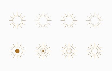 Sun.Web sitesi, etiket, dövme ve simge için düzenlenebilir vektör illüstrasyonu koleksiyonu