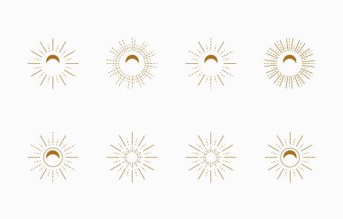 Sun.Web sitesi, etiket, dövme ve simge için düzenlenebilir vektör illüstrasyonu koleksiyonu