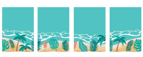 Пляжный Фон Морем Небом Дневное Время Пастельным Цветом — стоковый вектор