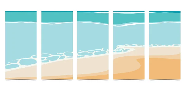 โปสการ ดชายหาดท ทราย ทะเลและท องฟ าตอนกลางว — ภาพเวกเตอร์สต็อก