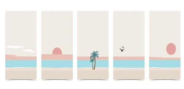 Strandpostkarte Mit Sand Meer Und Himmel Tag — Stockvektor