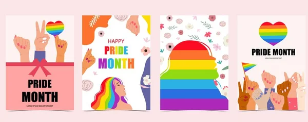 Pride Μήνα Φόντο Ημέρα Ουράνιο Τόξο Χέρι Και Την Καρδιά — Διανυσματικό Αρχείο