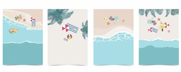 海滩明信片 白天有阳光 大海和天空 — 图库矢量图片