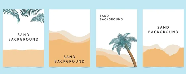 Arka Planda Güneş Deniz Gökyüzü Olan Plaj Kartpostalı — Stok Vektör