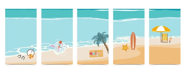 昼間は砂 空のビーチポストカード — ストックベクタ