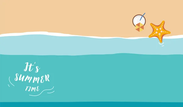 Sommer Hintergrund Mit Meer Und Strand Vector Sommer Banner — Stockvektor