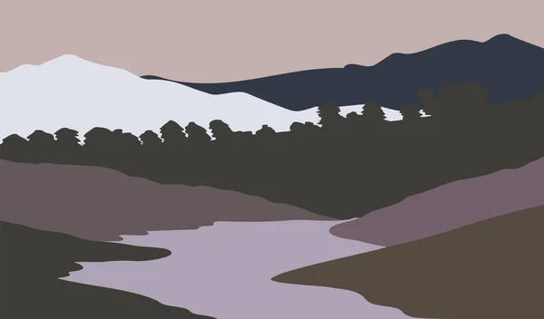 Nature Paysage Ensemble Fond Avec Montagne Lac Ciel Cette Utilisation — Image vectorielle