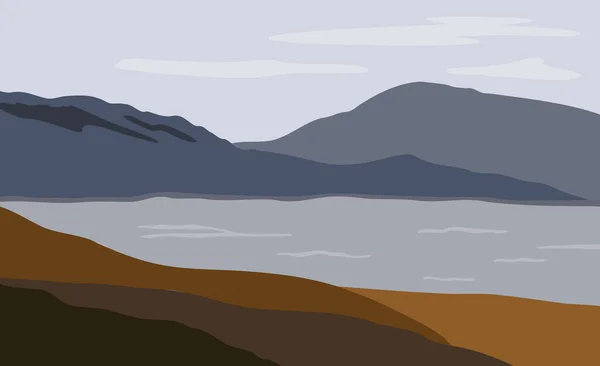 Nature Landscape Background Set Mountain Lake Sky Use Digital Printable — Stock Vector