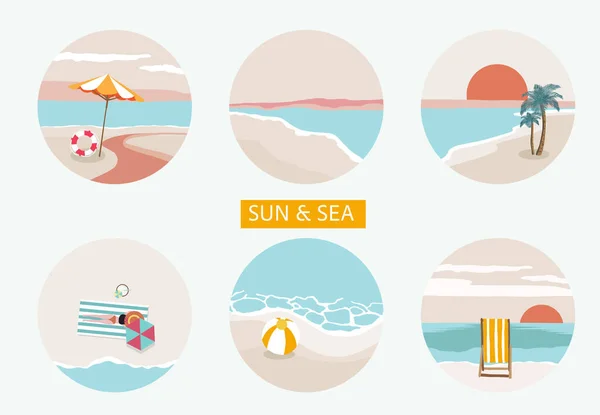 夏季背景与海洋和海滩 病媒夏季横幅 — 图库矢量图片