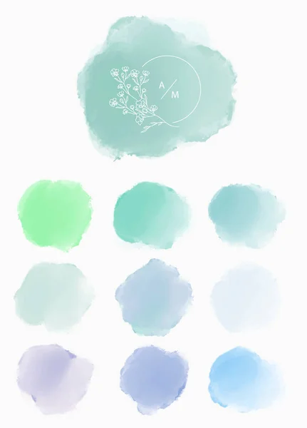 Pinceau Cercle Aquarelle Avec Vert Bleu Pour Bannière Invitation Fond — Image vectorielle