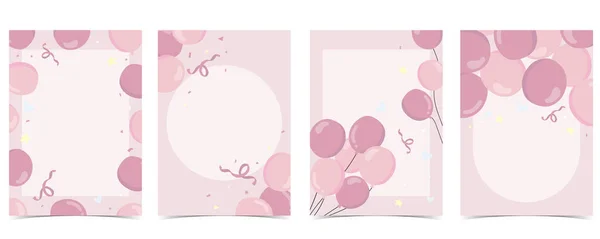 Einladungskarte Für Mädchen Mit Luftballon Wolke Himmel Rosa — Stockvektor