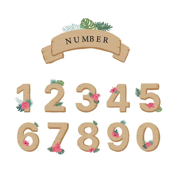 Wood Pattern Alfabet Letter Number Graphic Lettertype — Stockvector