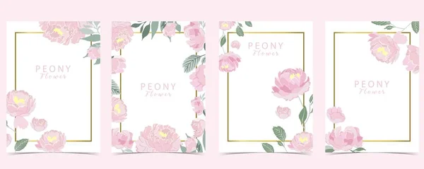 Flower Peony Background Set Editable Vector Illustration Birthday Invitation Postcard — Stock Vector