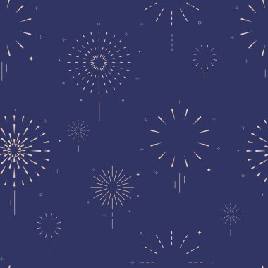 Geceleri havai fişeksiz desen. Kartpostal ve afiş için düzenlenebilir vektör illüstrasyonu