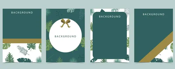 Green Frame Collection Safari Background Set Editable Vector Illustration Birthday — Stock Vector