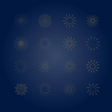 Geceleyin havai fişek nesnesi. Grafik tasarımı için düzenlenebilir vektör illüstrasyonu