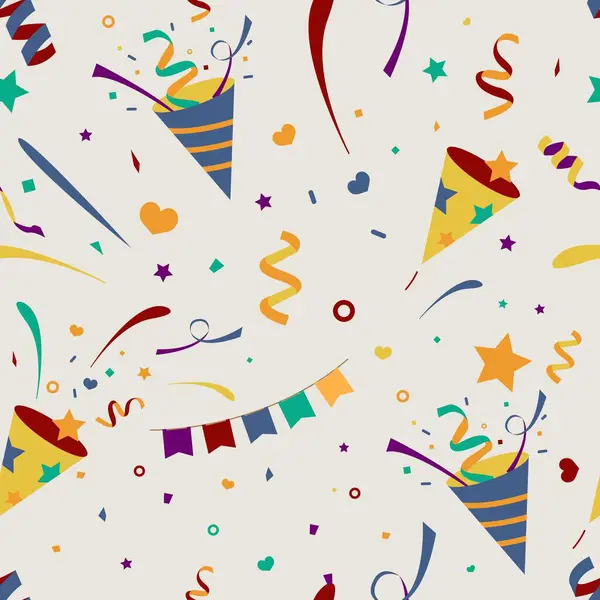celebrate party seamless pattern with party popper,glitter..Vector illustration for postcard,banner