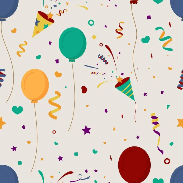 Celebrate Party Seamless Pattern Party Popper Glitter Vector Illustration Postcard — Stock Vector