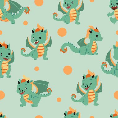 Feneri, ejderhası olan şirin bir Çin Yeni Yılı. Çocuk tasarımı için düzenlenebilir vektör çizimi.